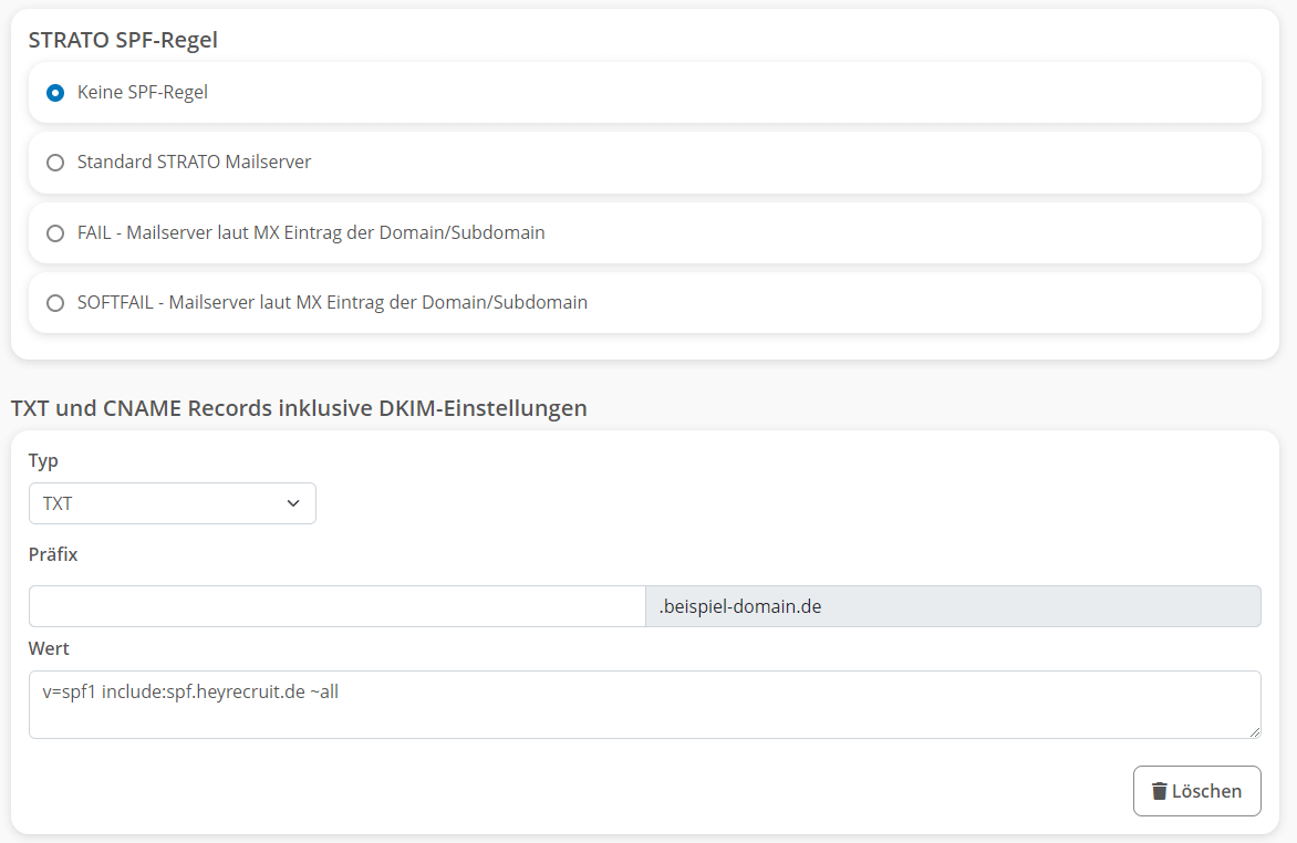 Strato SPF Eintrag